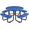 Global Industrial 46 Round Perforated Metal Outdoor Picnic Table, 84W x 84D Overall, Blue 262078BL